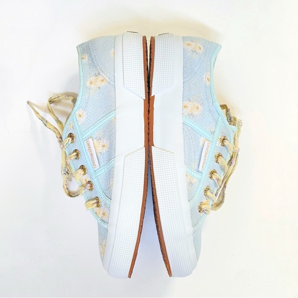 SUPERGA LOVESHACKFANCY 2750 blue yellow white floral print lace up sneaker shoe - Picture 6 of 11